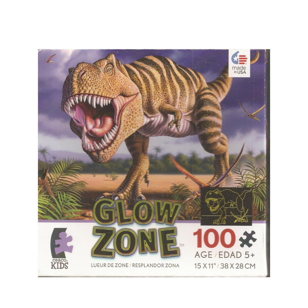 Ceaco T-Rex Glow Zone პაზლი დინოს პრინტით 100ც