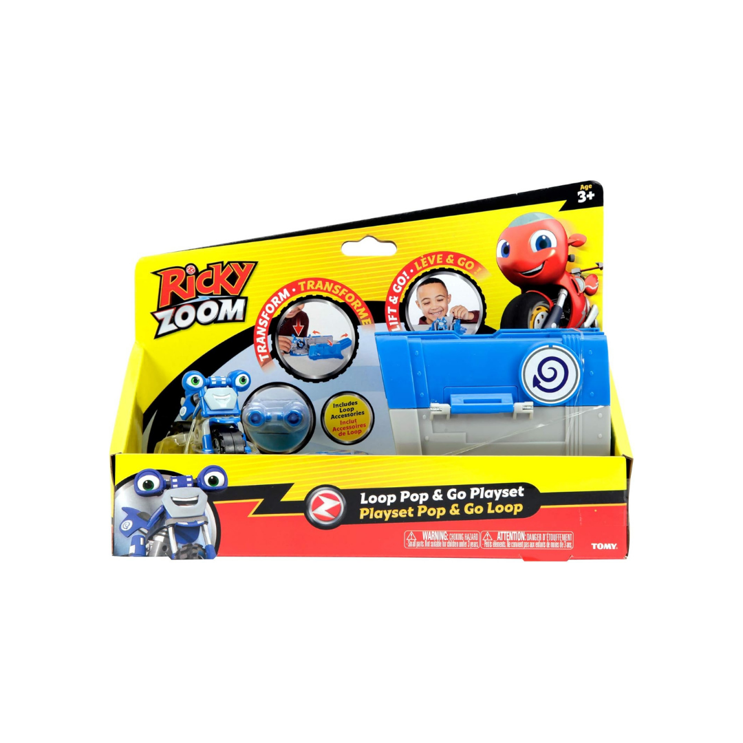 Tomy Ricky Zoom - Loop Pop მოტოციკლის ფიგურა ტრასით ლურჯი