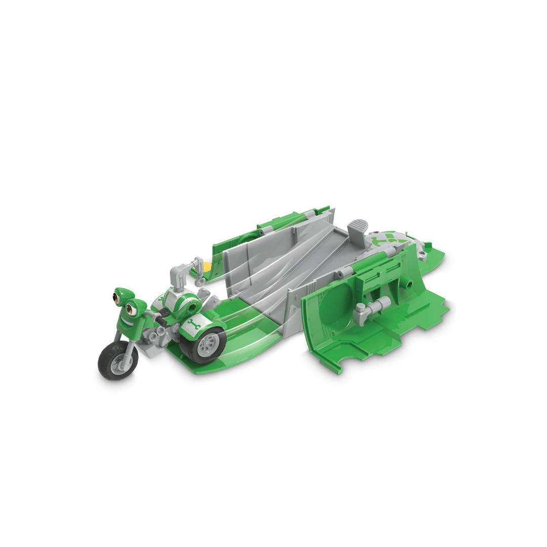 Tomy Ricky Zoom - Dj მწვანე მოტოციკლის ფიგურა ტრასით