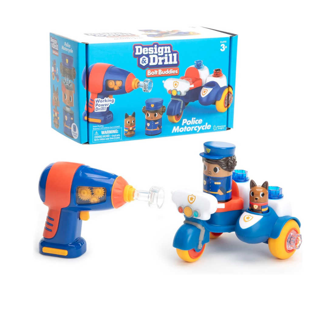 Educational Insights Design & Drill Bolt Buddies Police Motorcycle