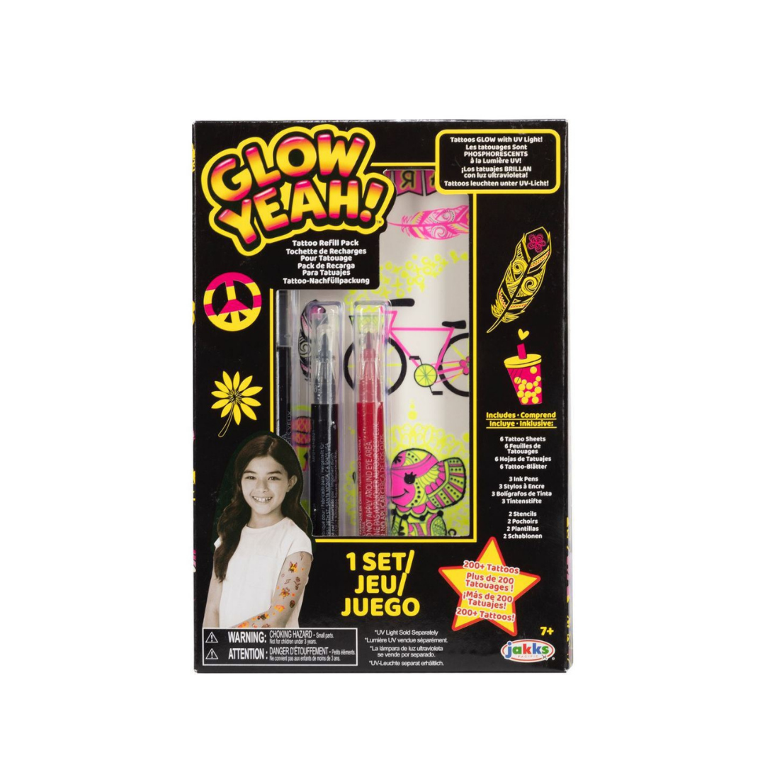 Jakks Pacific Glow Yeah Tattoo ტატუს მოსახატი ფლომასტერები ბავშვებისთვის