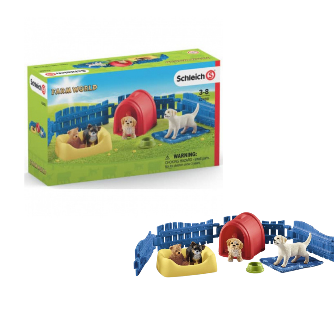 Schleich ასაწყობი კონსტრუქცია ლეკვებით
