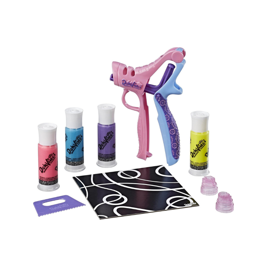 Hasbro Play-Doh DohVinci რბილი თიხა ნაკრები 4ც ვარდისფერი თოფით