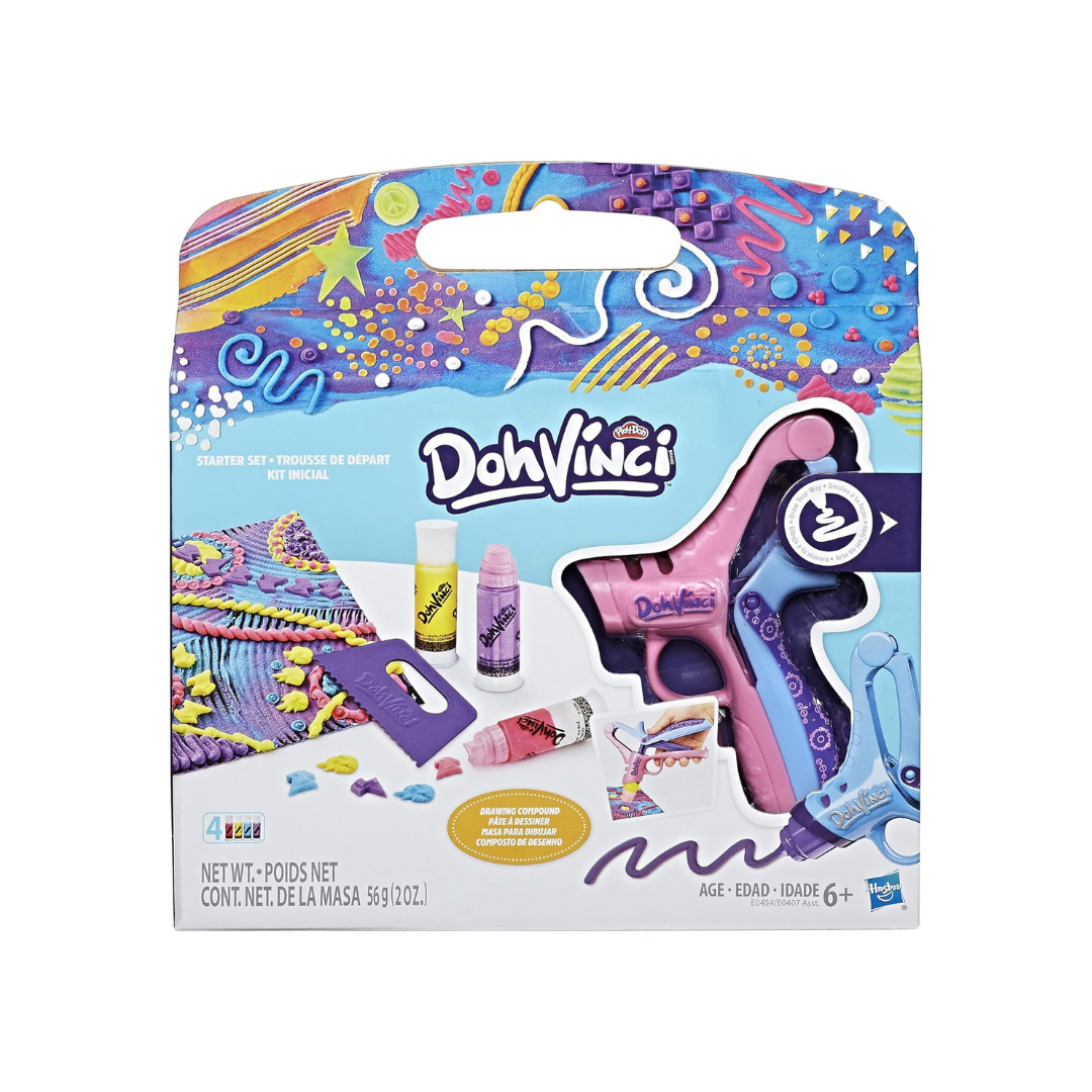 Hasbro Play-Doh DohVinci რბილი თიხა ნაკრები 4ც ვარდისფერი თოფით