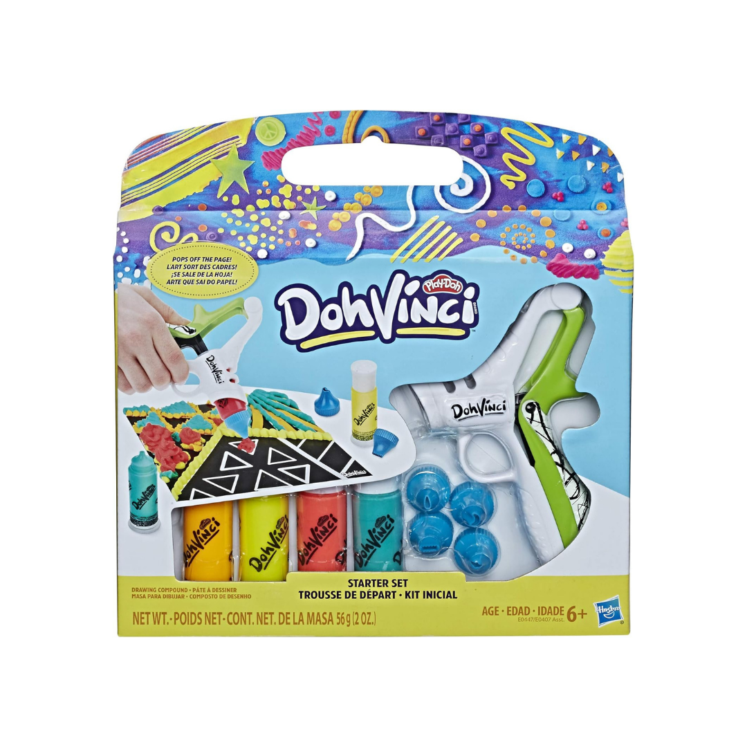 Hasbro Play-Doh DohVinci რბილი თიხა ნაკრები 4ც თეთრი თოფით