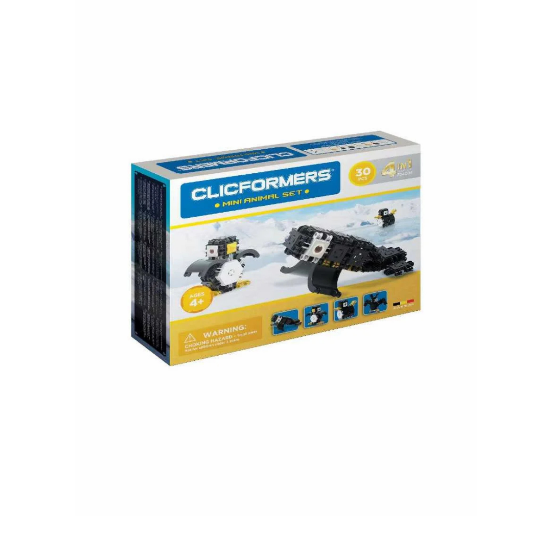 Clicformers ასაწყობი ნაკრები მინი ცხოველები 30 ნაწილი