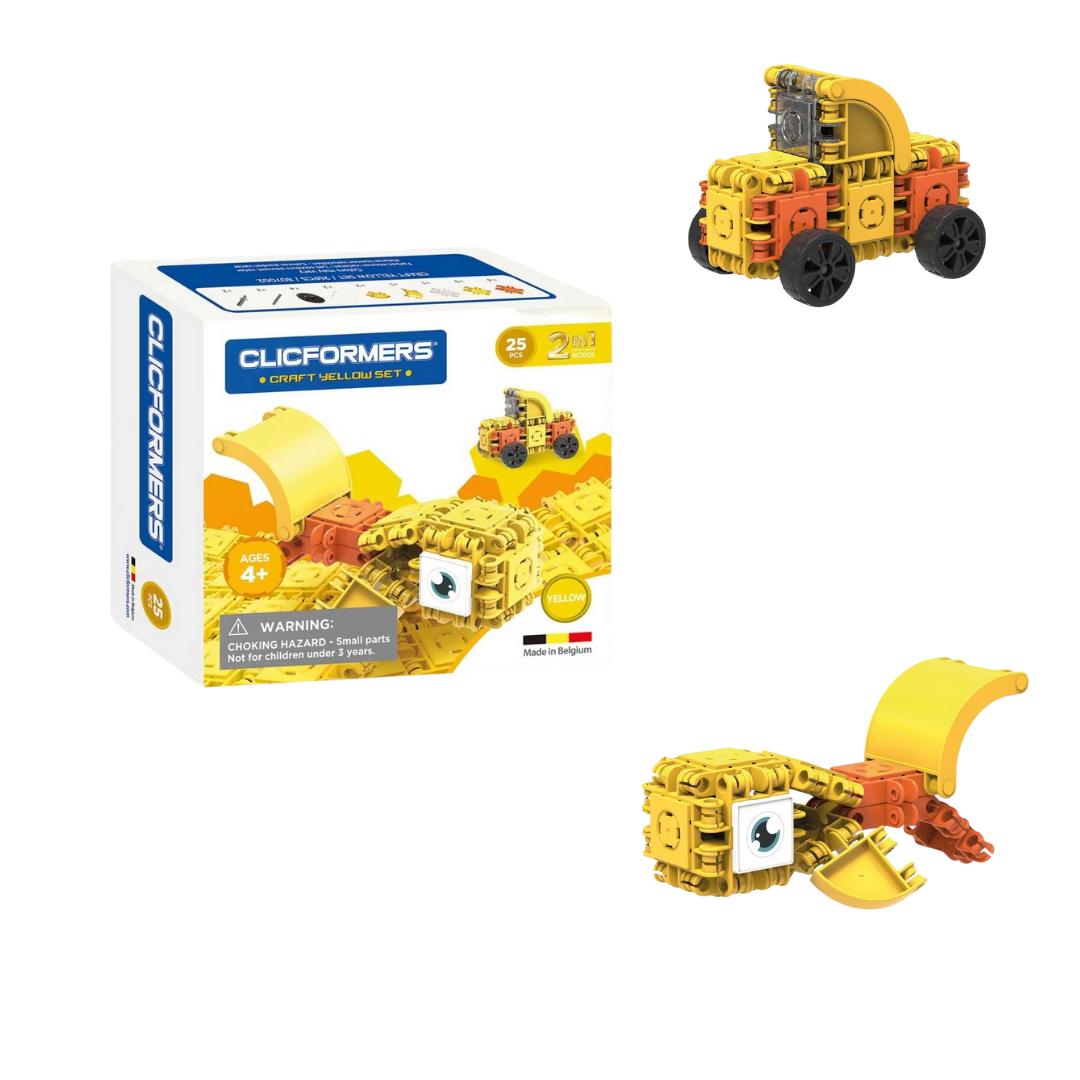 Clicformers ასაწყობი ნაკრები ყვითელი 25 ნაწილი