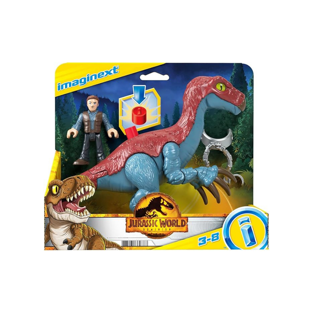 Fisher-Price Imaginext Jurassic World წითელი დინო და ფიგურა