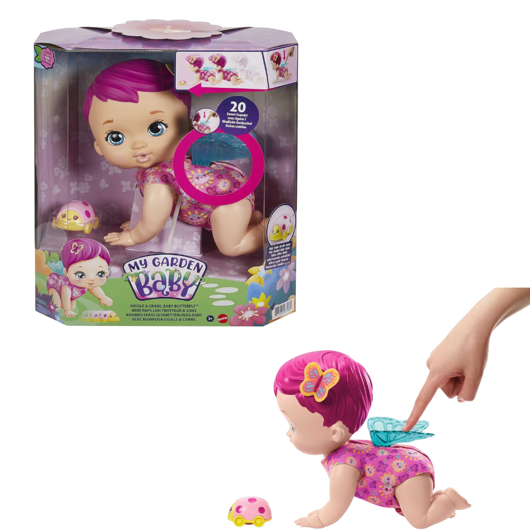 Mattel My Garden Baby Giggle & Crawl Doll - Pink